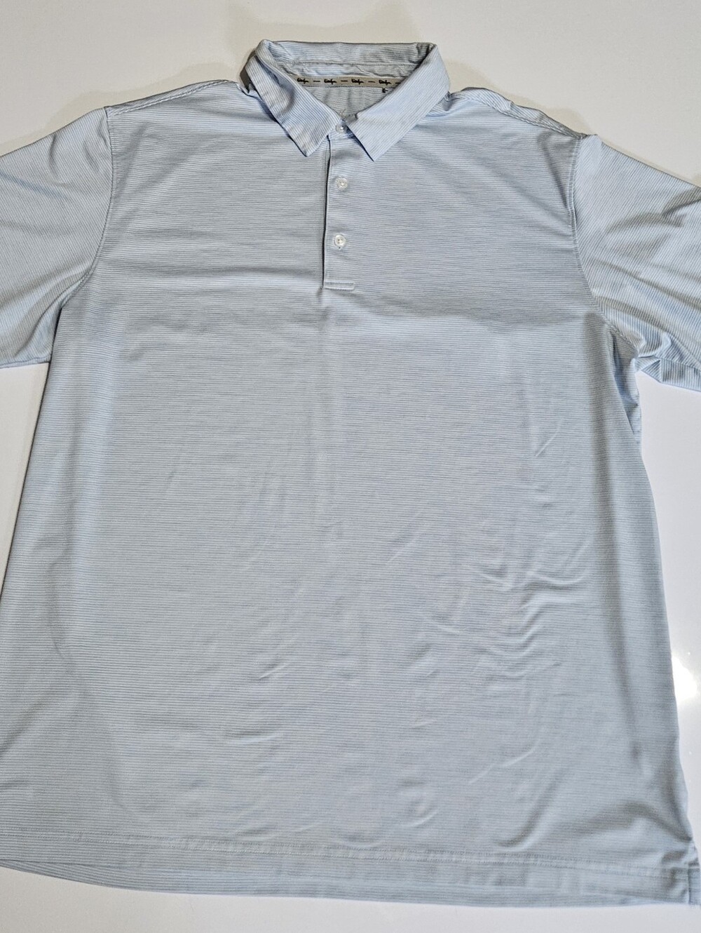 Walter Hagen Mens Golf Polo Shirt Blue Striped SZ L 11 Majors Polyester Spandex